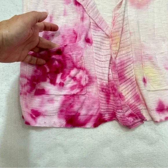 Upcycled Ice Dyed Banana Republic long sleeve open front cardigan pockets medium - Picture 3 of 6